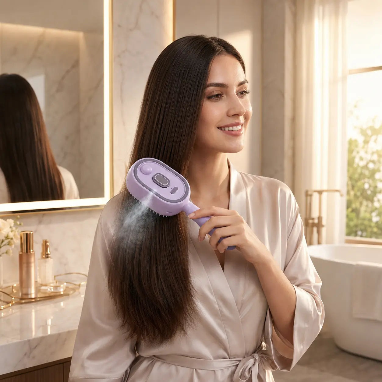 NuviaBrush Cepillo Capilar 3 en 1 para Cabello Más Liso y Manejable