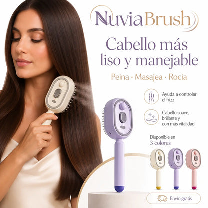 NuviaBrush Cepillo Capilar 3 en 1 para Cabello Más Liso y Manejable