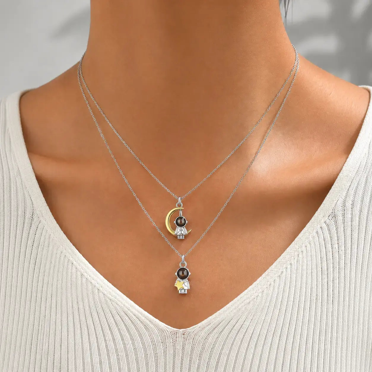 2 Collares Astronauta con Foto Personalizada